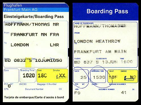 Boarding tickets
